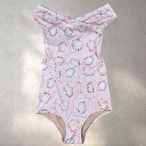 Kortni Jeane Pink Kiwi Off Shoulder Top High Rise Bottoms Swimsuit Tankini Set M